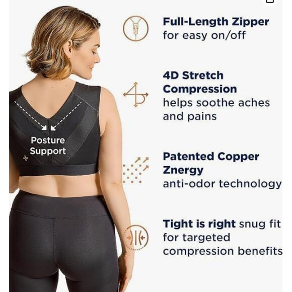 NWT Women's Tommie Copper Sports Bra with Front Zip Sz M - Picture 4 of 12